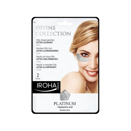 Paakių kaukė Iroha Divine Collection Foil Tissue Patches Extra Glowing su platina, hialiurono rūgštimi ir vitaminu C, 2 vnt.